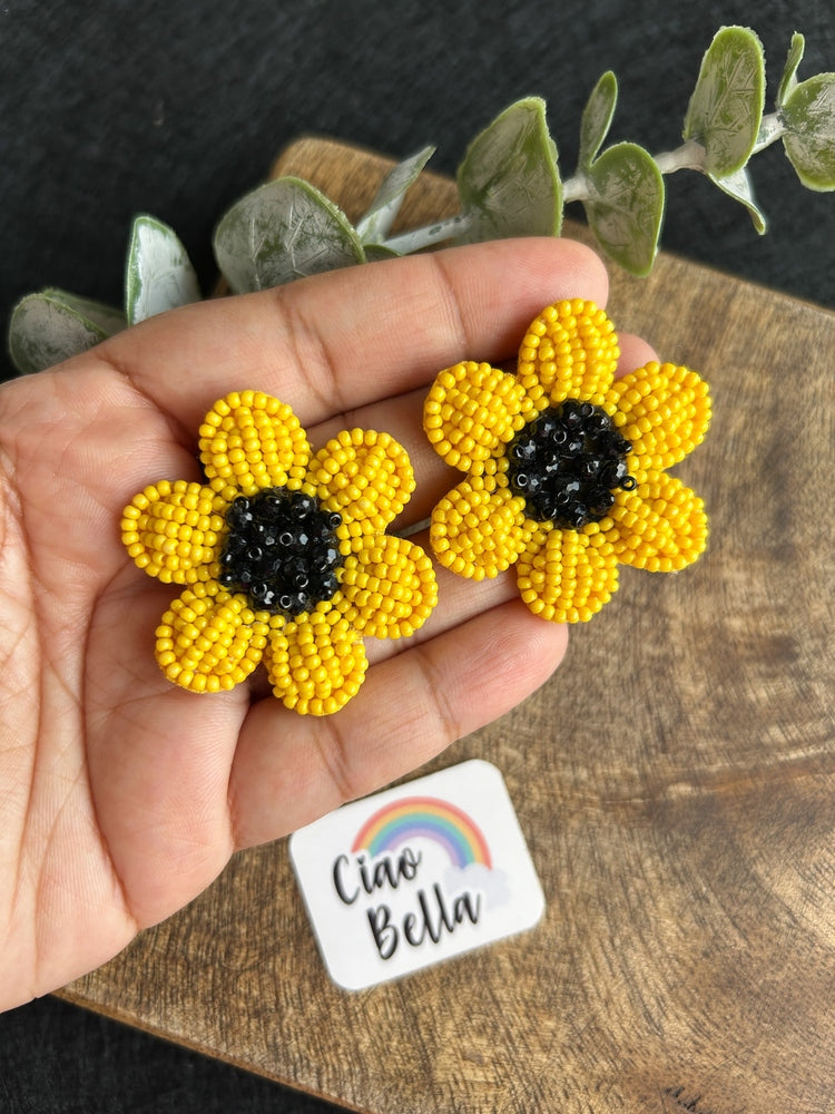 Sunflower Stud Handmade Beaded Flower Earrings