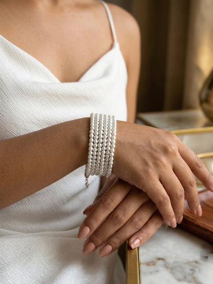 Ivory Spiral Pearl Handmade Beaded Bracelet (Small Size)