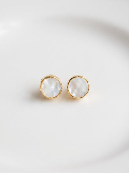 Opaline Natural Stone Handmade Brass Stud Earrings