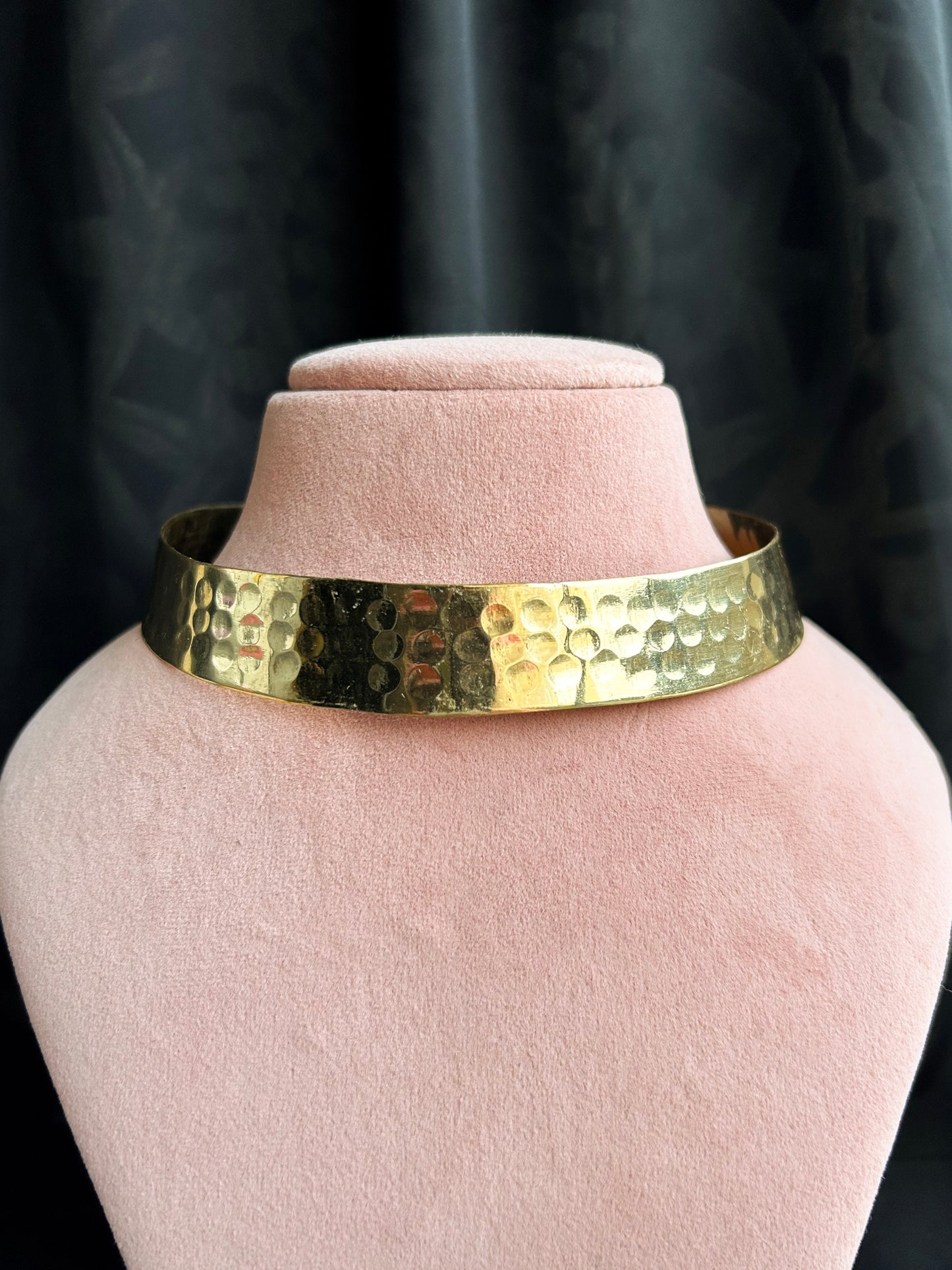 Zara Hammered Brass Hasli Necklace