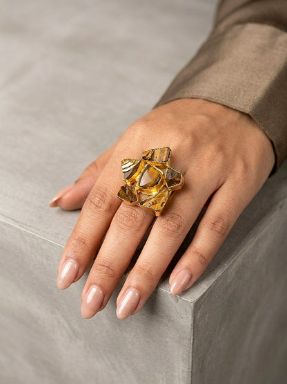 Tiger’s Eye Natural Stone Handmade Brass Ring