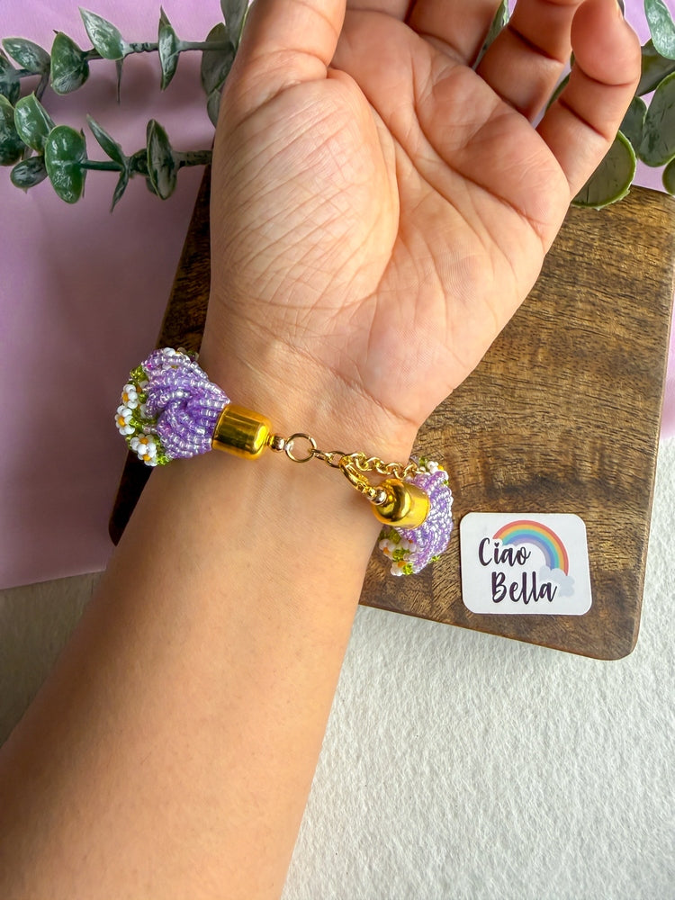 Luxe Flora Lilac Handmade Beaded Bracelet