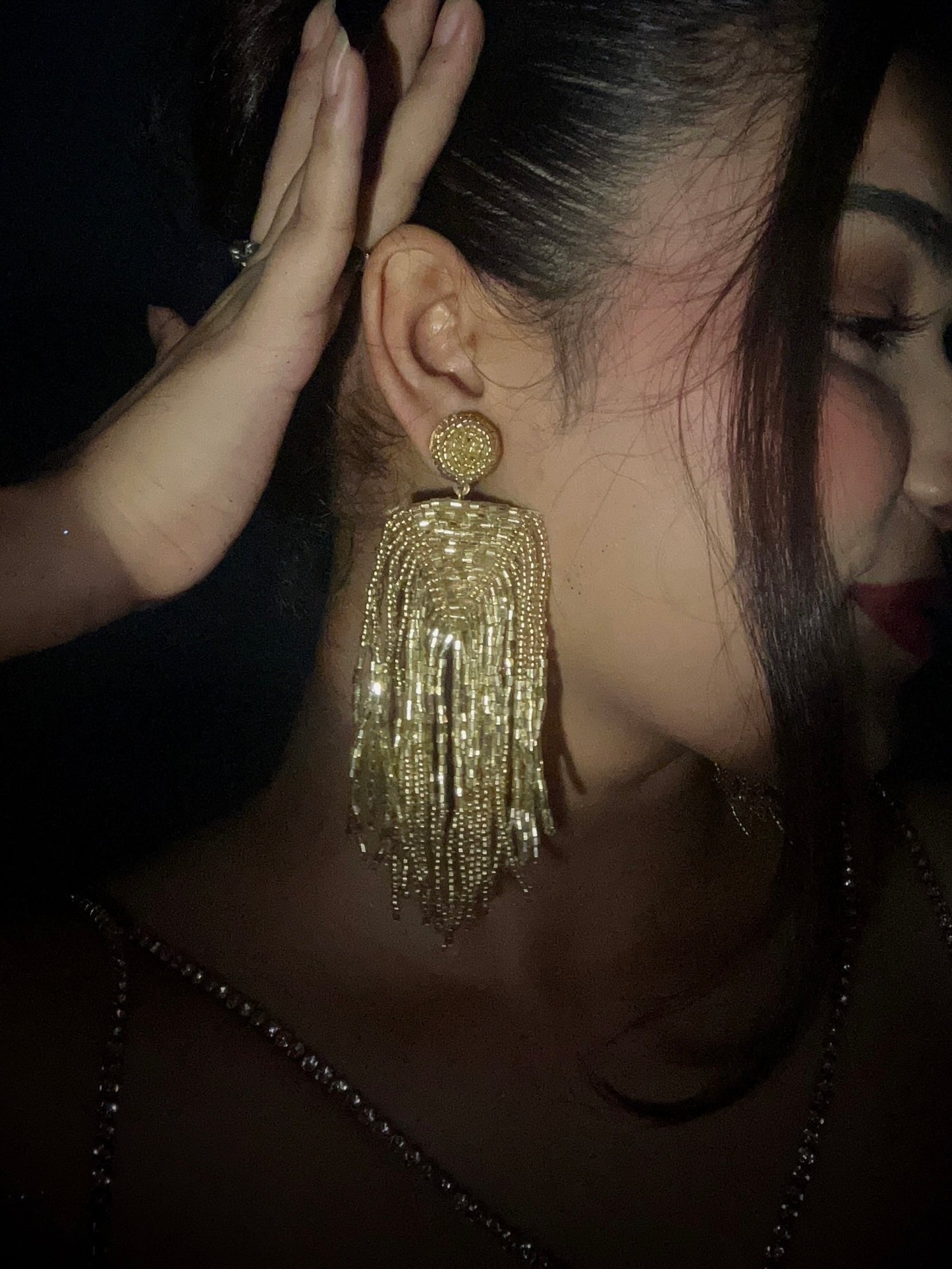 Luxe Gold Handmade Beaded Tassel Earrings