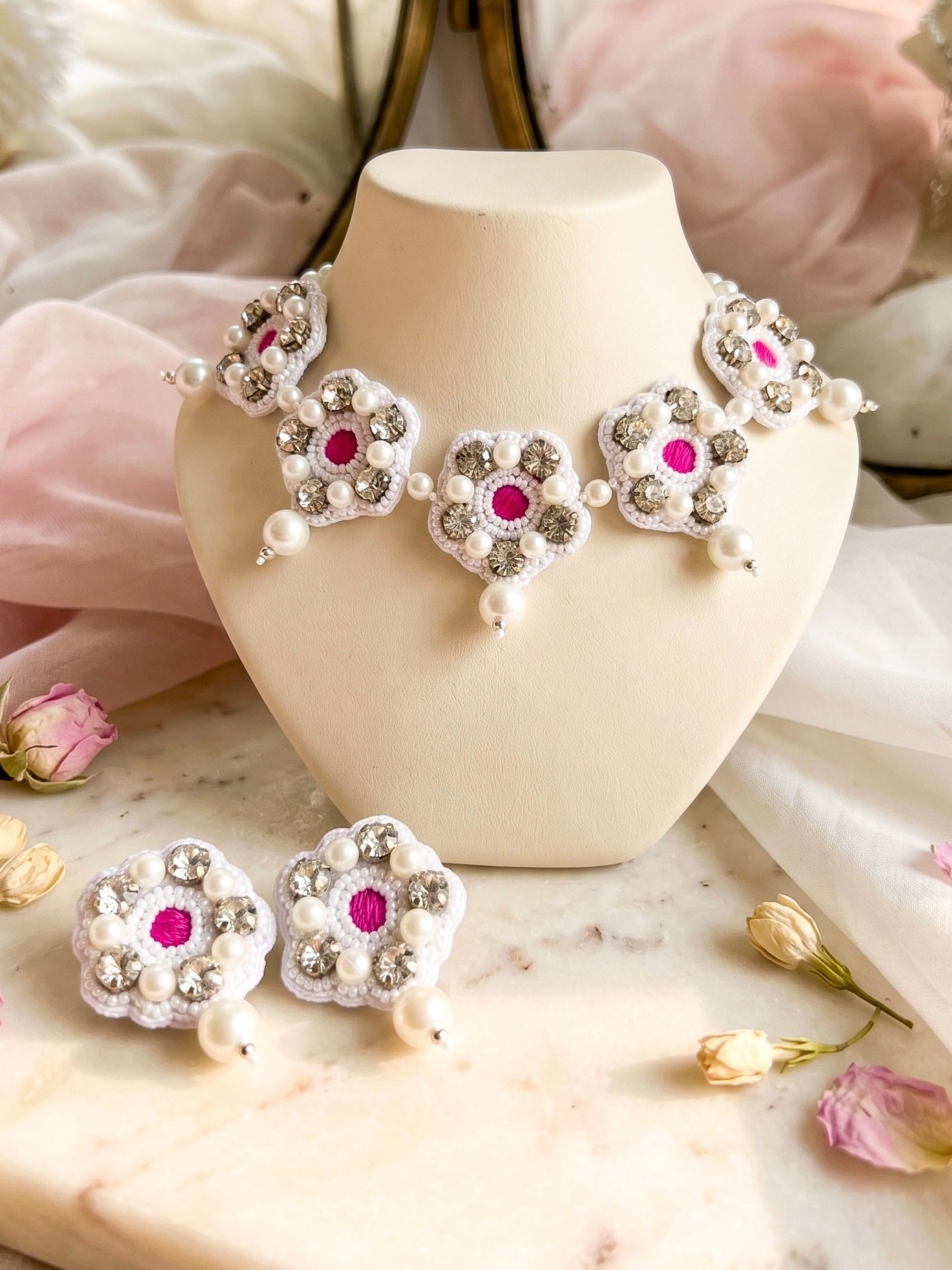 Luna Pearl Handmade Necklace + Earrings Set