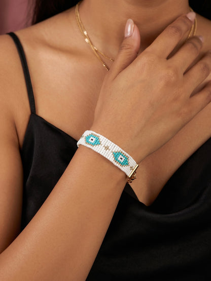 No Bad Vibes Handmade Beaded Evil Eye Bracelet
