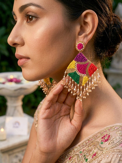 Rainbow Rangoli Handmade Beaded Earrings