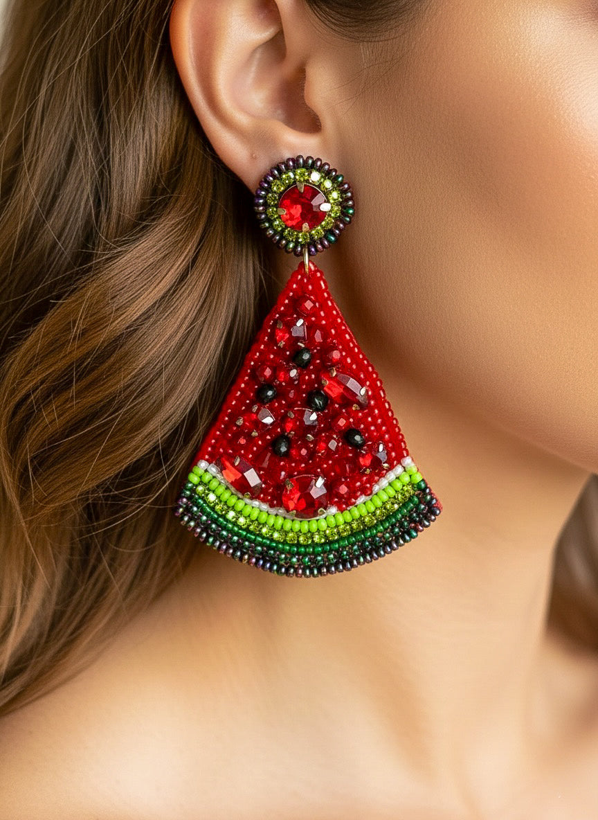 Watermelon Crush Handmade Beaded Earrings