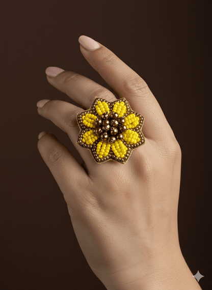 Sunflower Handmade Beaded Flower Ring