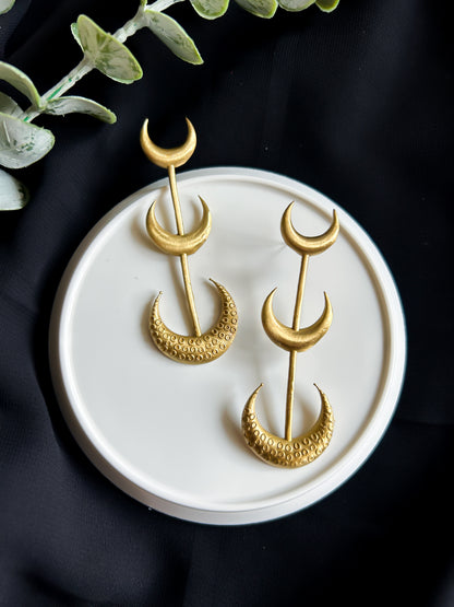 Crescent Moon Handmade Brass Earrings