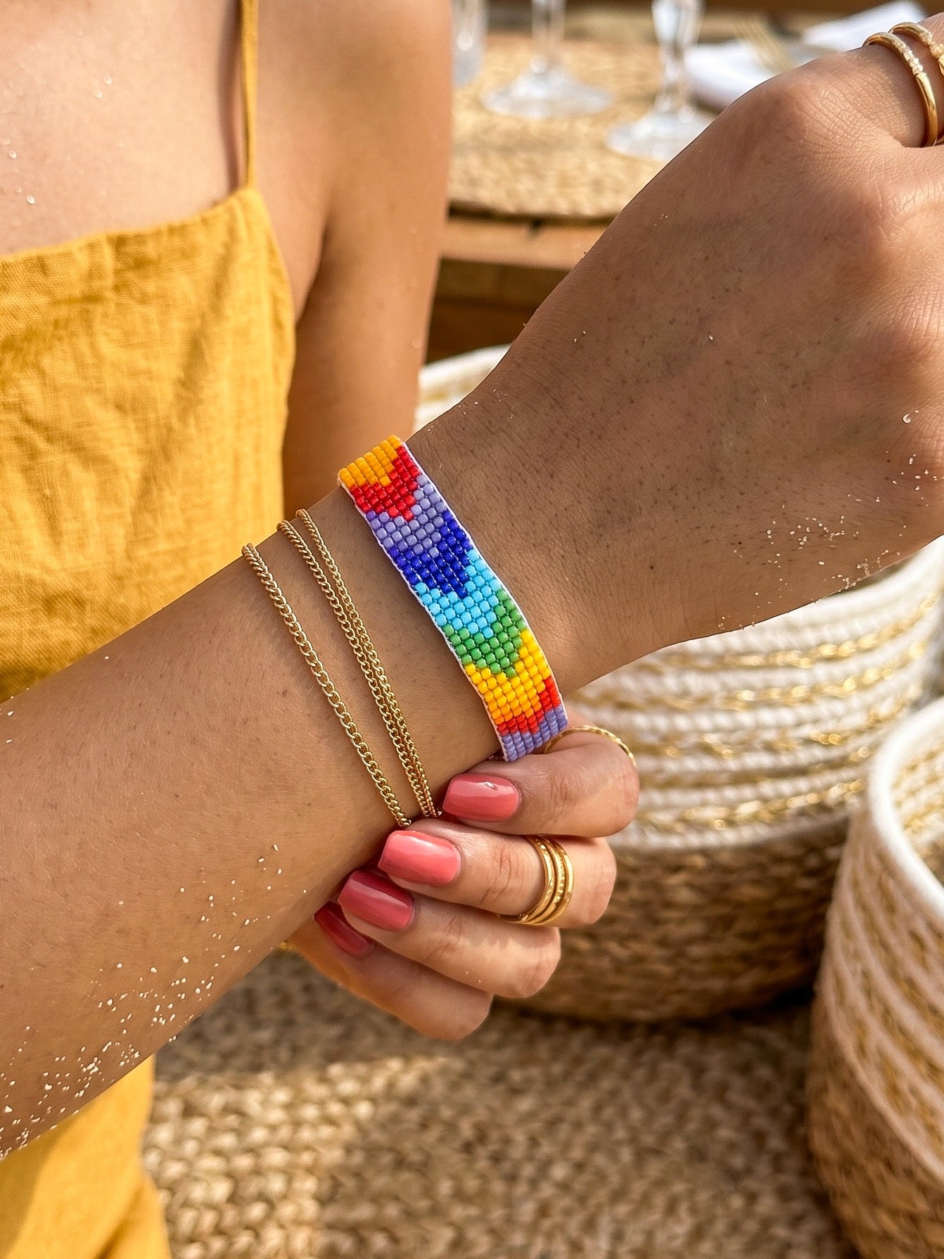 Color Me Happy Handmade Beaded Rainbow Bracelet