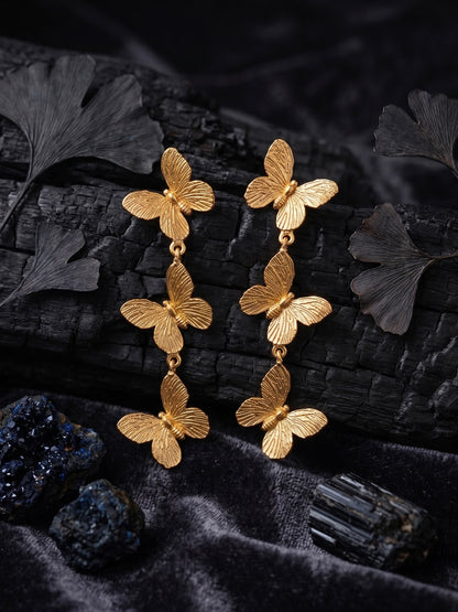 Wild Flutter Butterfly Handmade Brass Earrings