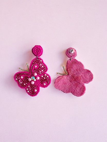 Queen-B Handmade Beaded Butterfly Earrings