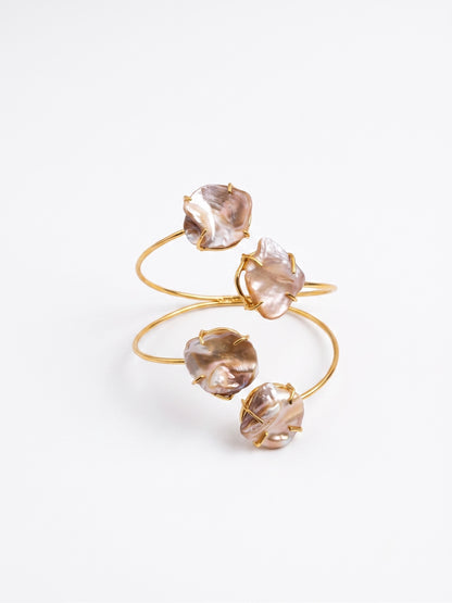 Aurora Mother of Pearl Handmade Brass Cuff Bracelet