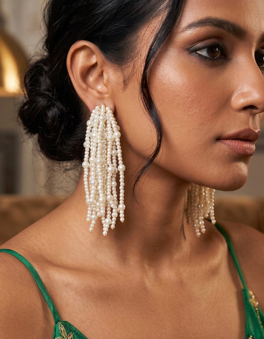 Maya Pearl Fall Handmade Beaded Earrings