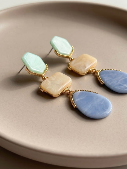 Oceane Blue Resin Drops Statement Earrings
