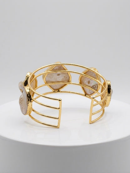 Celestia Mother of Pearl Handmade Brass Cuff Bracelet