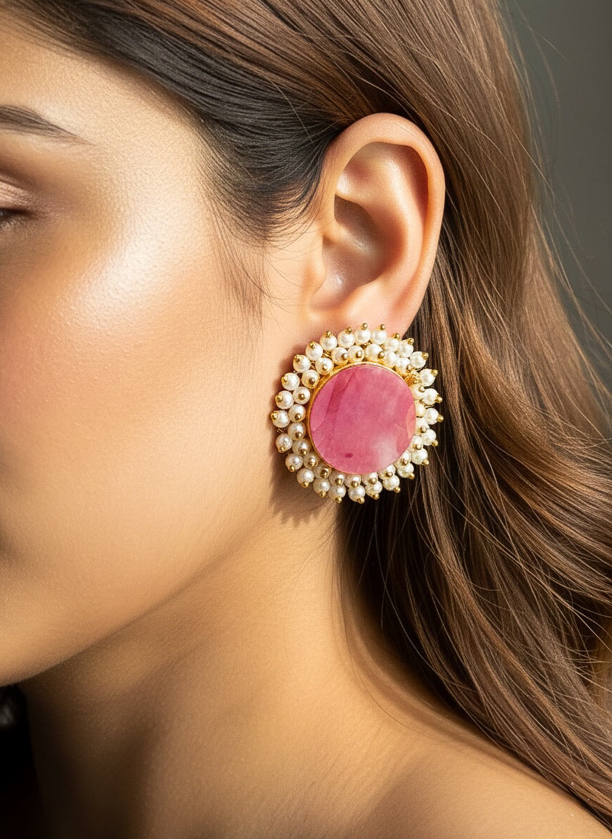 Sitara Round Stud Handmade Brass Earrings