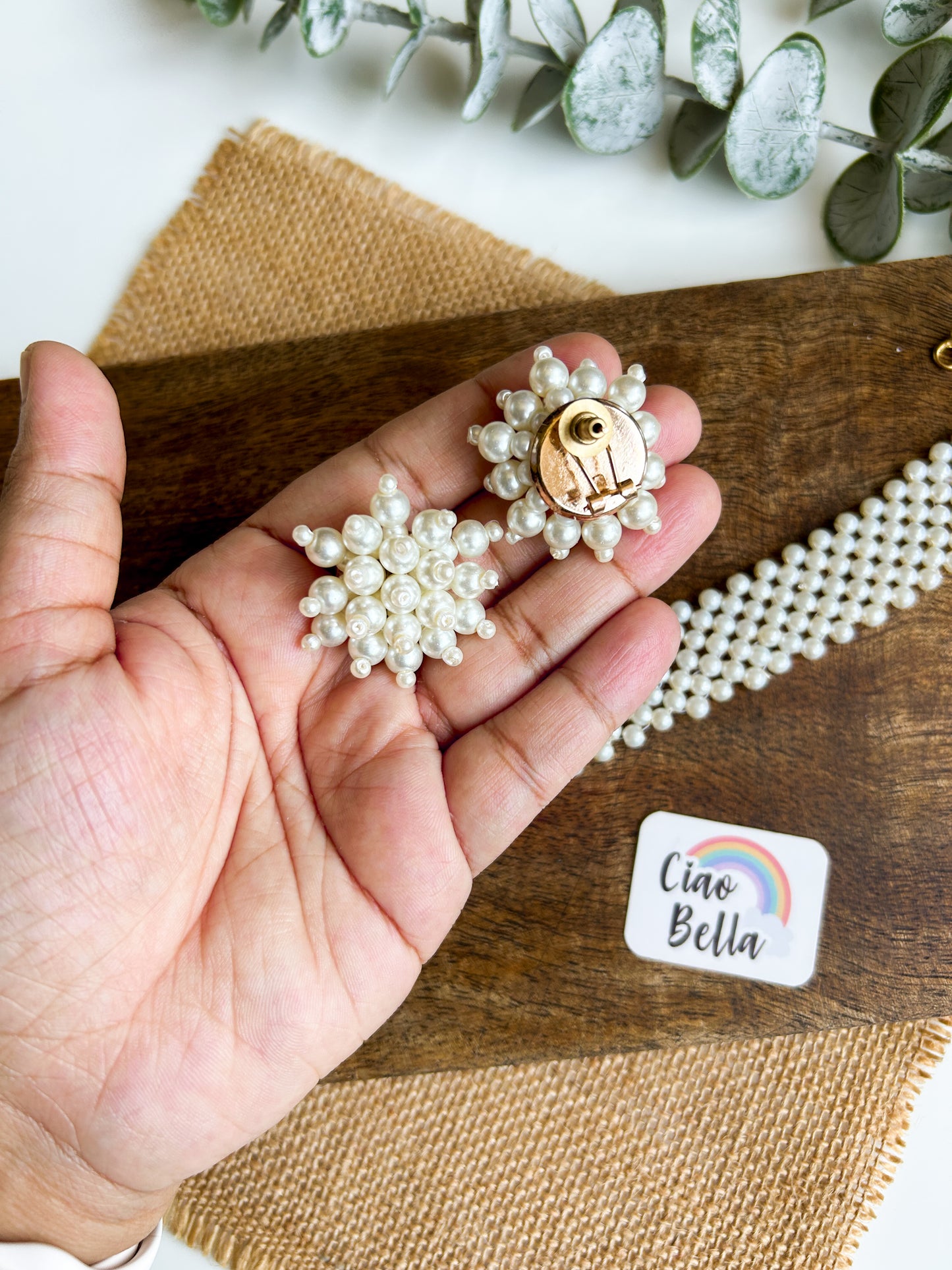Ira Pearl Handmade Choker Necklace + Earrings Set