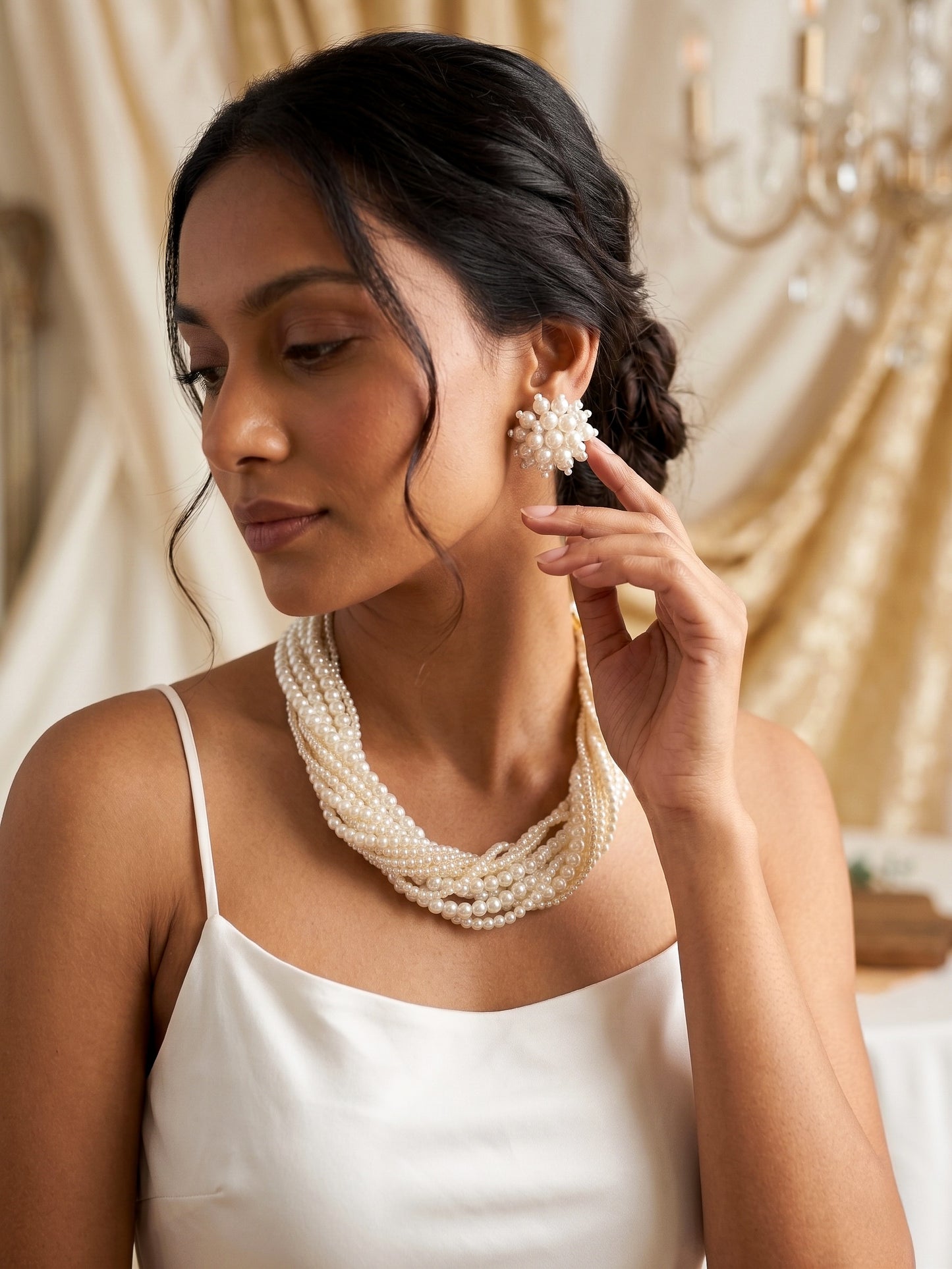 Maya Pearl Handmade Necklace + Stud Earrings Set