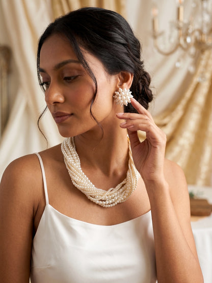 Maya Pearl Handmade Necklace + Stud Earrings Set
