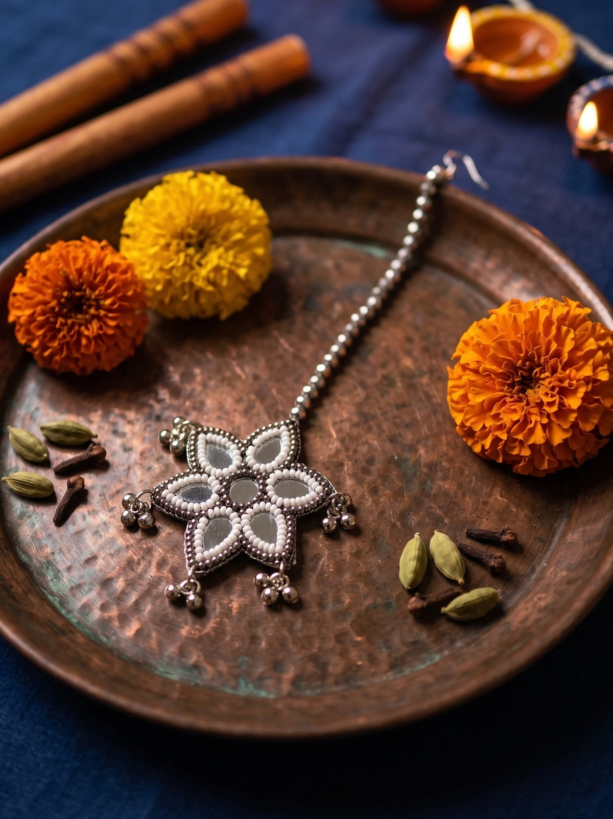 Naaz Mirror Handmade Beaded Maangtika