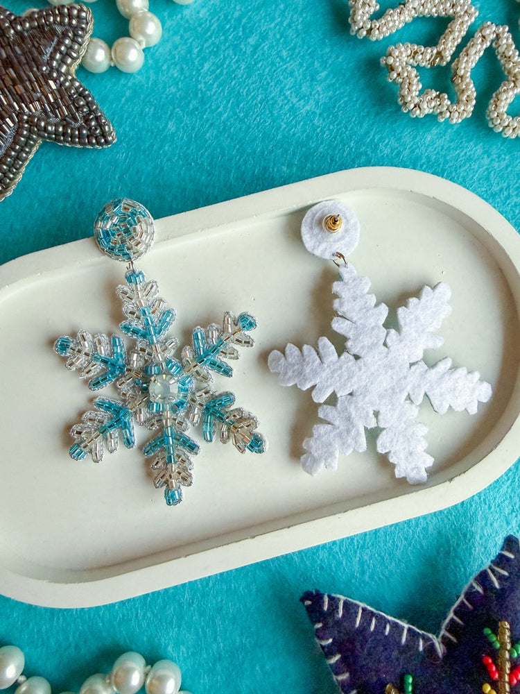 Fiora Snowflake Handmade Beaded Earrings