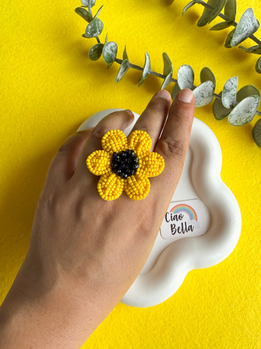 Sunflower Handmade Beaded Flower Ring