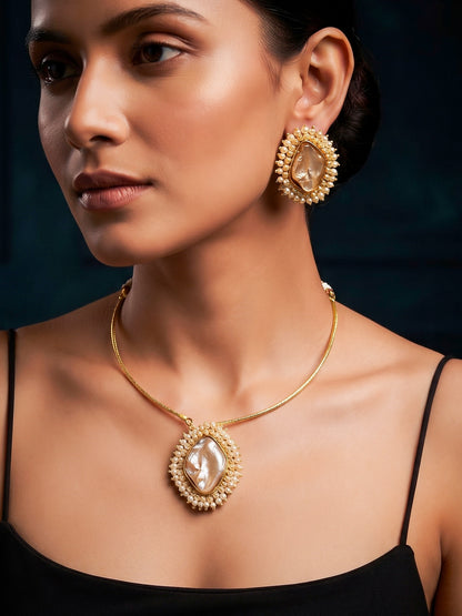 Baroque Pearl Handmade Brass Necklace Set