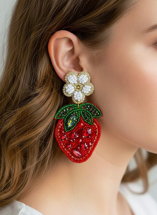 Strawberry Love Handmade Beaded Earrings