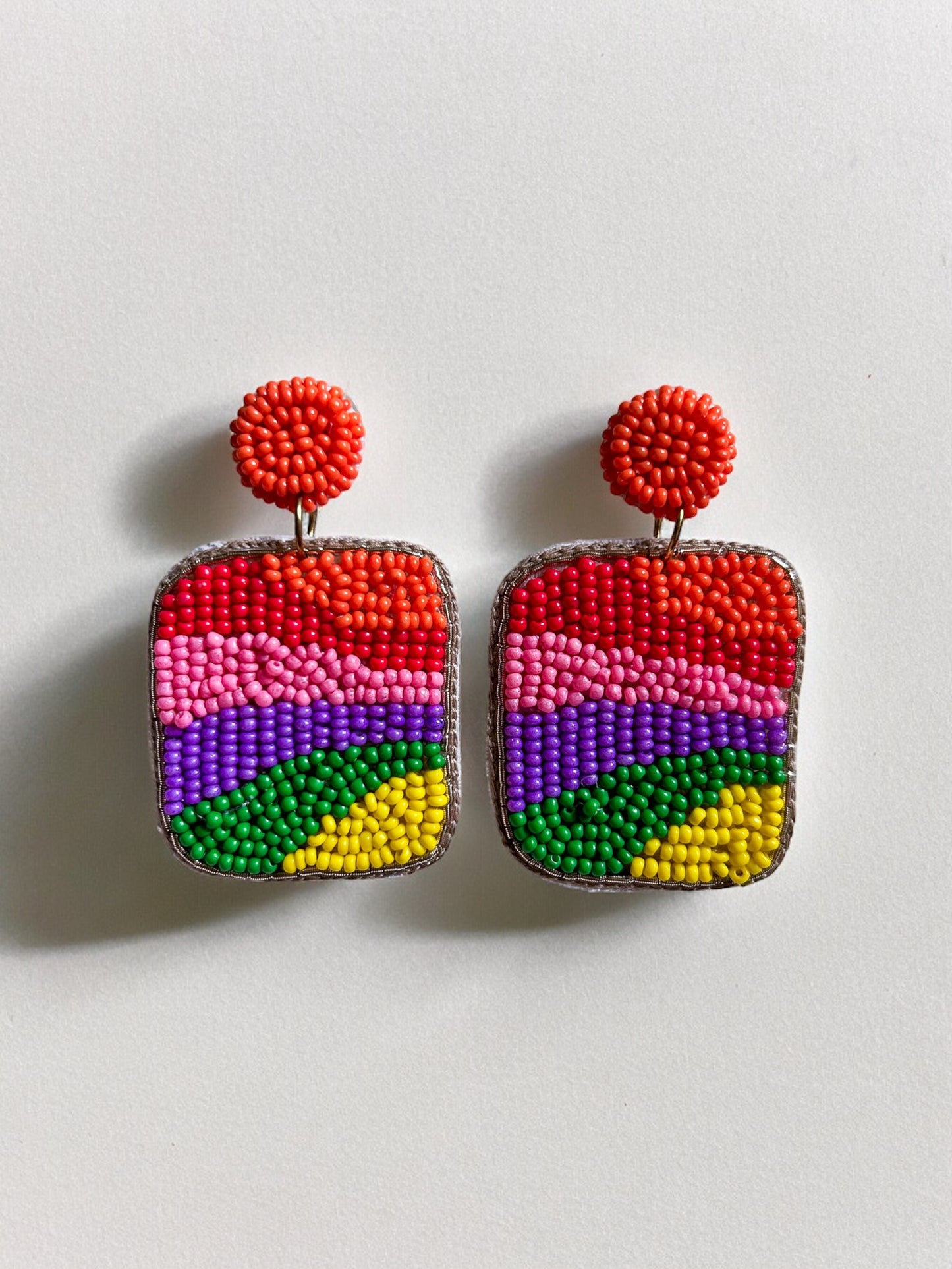 Rainbow Square Earrings