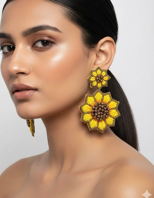 Surajmukhi (Sunflower) Handmade Beaded Earrings
