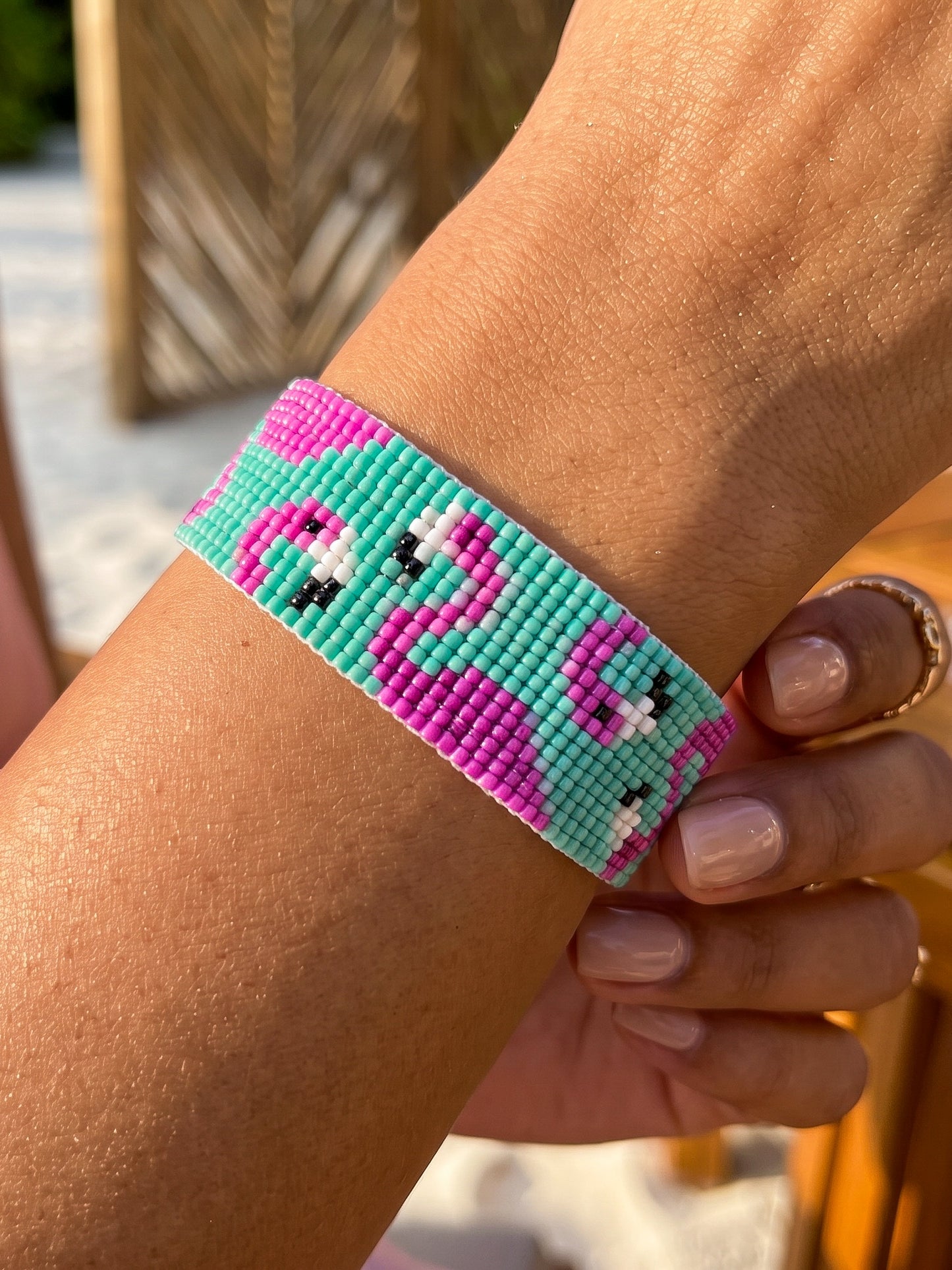Flamingo Pop Handmade Beaded Bracelet