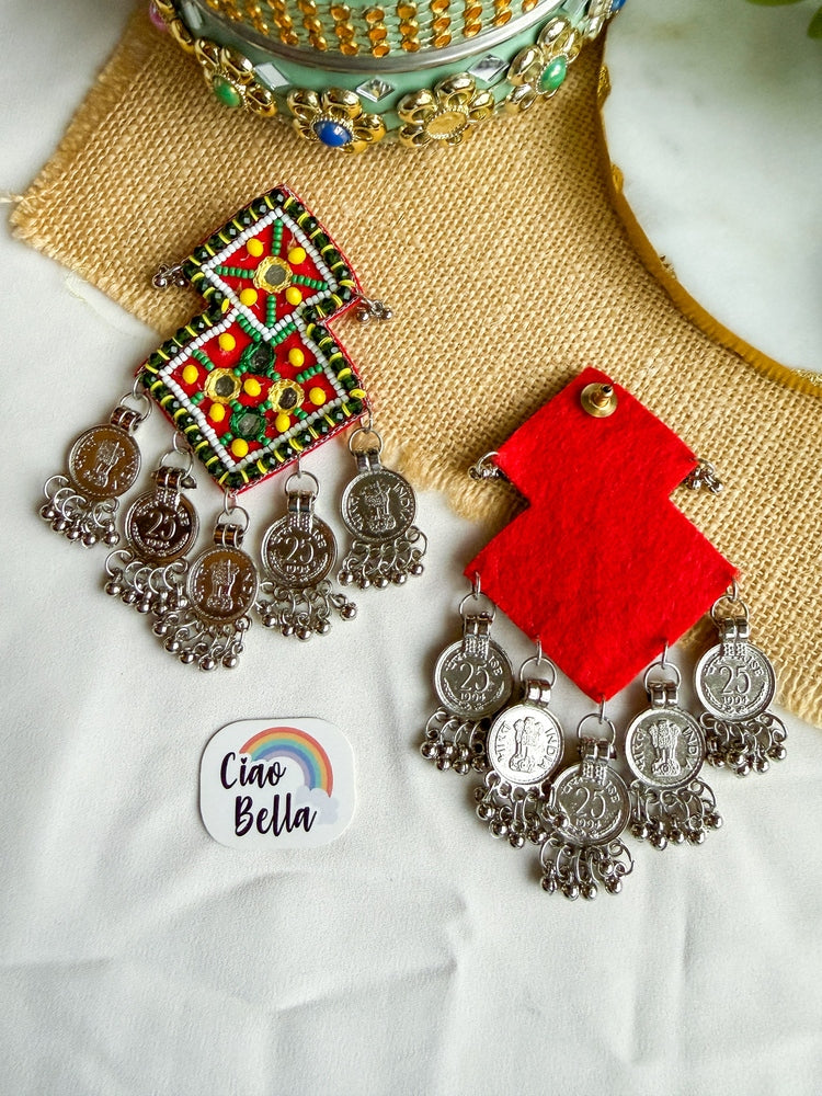 Chaukor Mirror Handmade Beaded Earrings