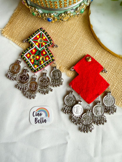 Chaukor Mirror Handmade Beaded Earrings