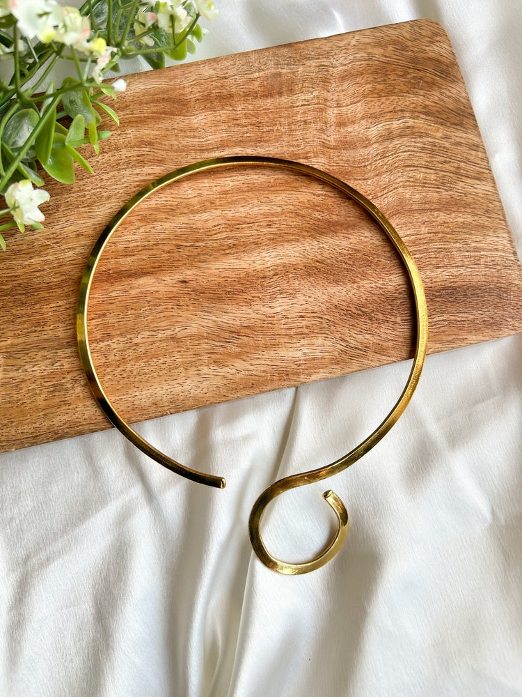 Minimalist Brass Hasli Necklace