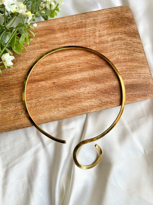 Minimalist Brass Hasli Necklace