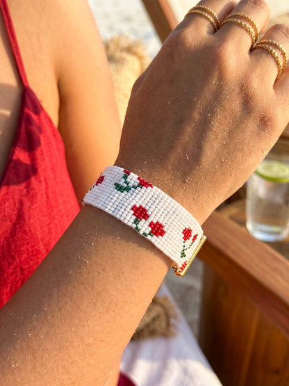 Cherry Picked Handmade Beaded Bracelet