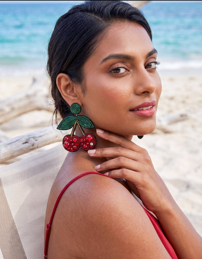 Cherry Love Handmade Beaded Earrings