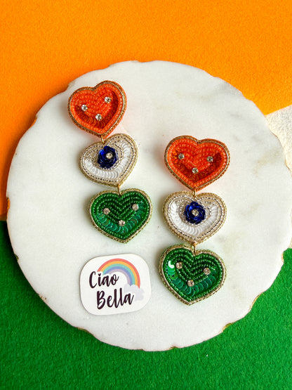 Heart of India Handmade Tricolour Beaded Earrings