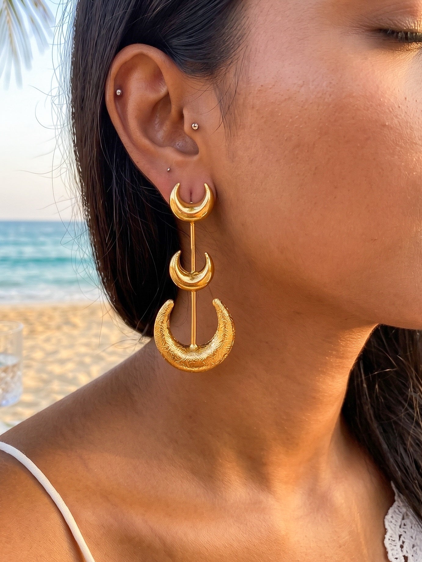 Crescent Moon Handmade Brass Earrings