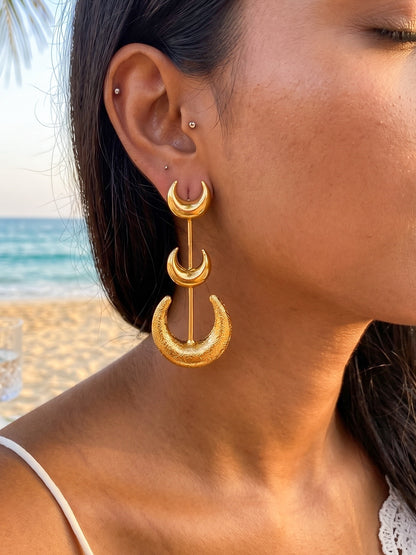 Crescent Moon Handmade Brass Earrings