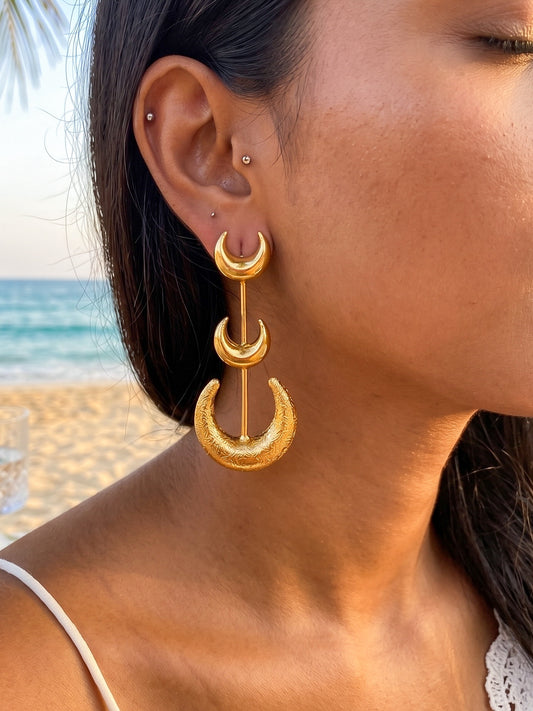Crescent Moon Handmade Brass Earrings