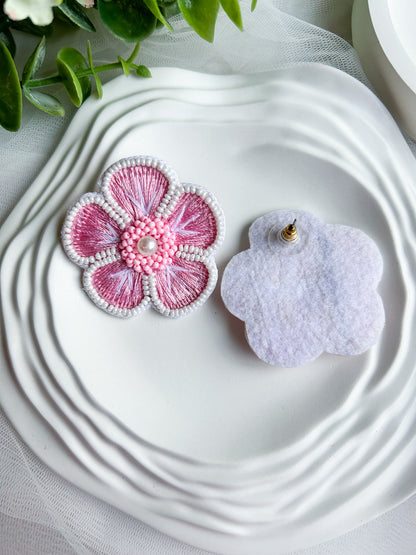 Blush Pink Blossom Handmade Beaded Earrings