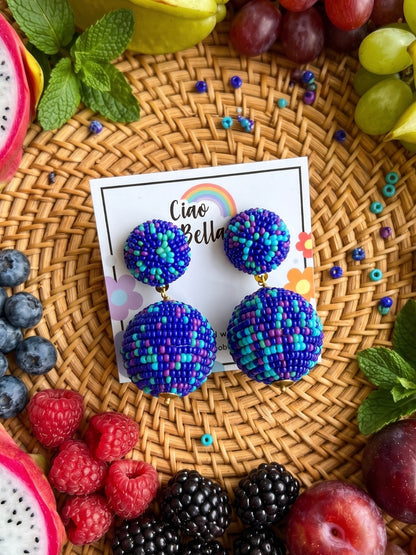 Midnight Disco Blue Drop Handmade Beaded Earrings