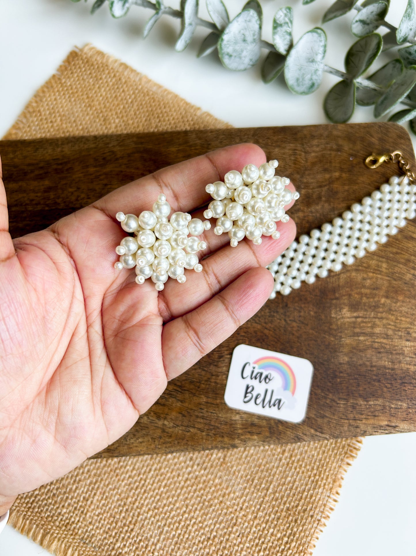 Ira Pearl Handmade Choker Necklace + Earrings Set
