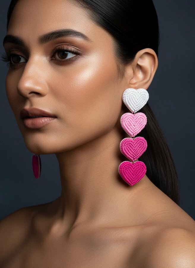 Blush Pink Love Drops Handmade Beaded Earrings