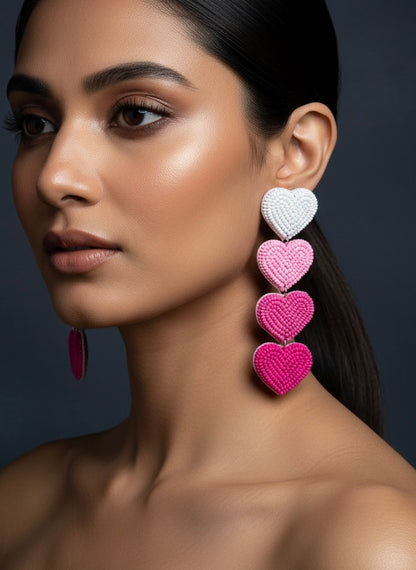 Blush Pink Love Drops Handmade Beaded Earrings