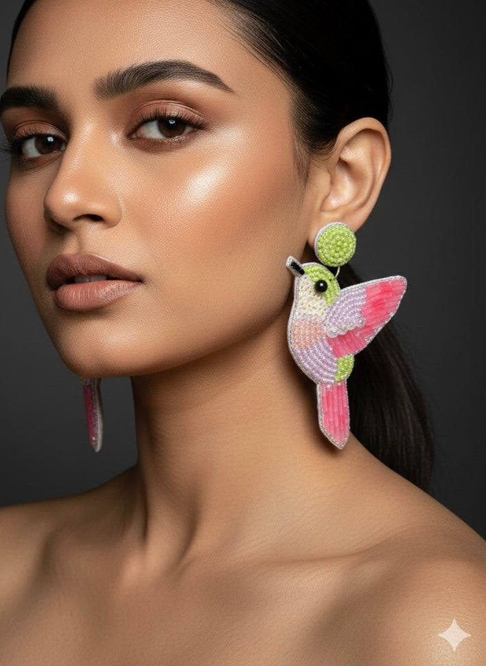 Lyla Humming Bird Handmade Beaded Earrings