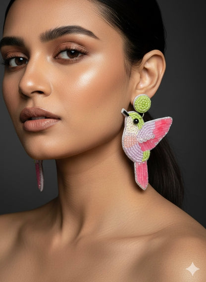 Lyla Humming Bird Handmade Beaded Earrings