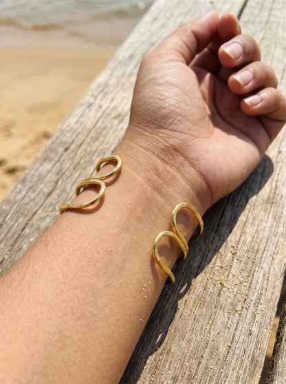 Alina Stripes Brass Cuff Bracelet